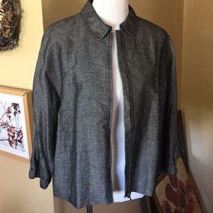 TALBOTS Size 14P Classic Gray Linen Jumper Jacket Blazer Sporty Elegant $199 NEW